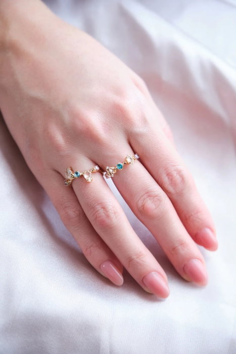 Heliophilia Silver Anillo de Latón con Circonio Dorado Talla Única